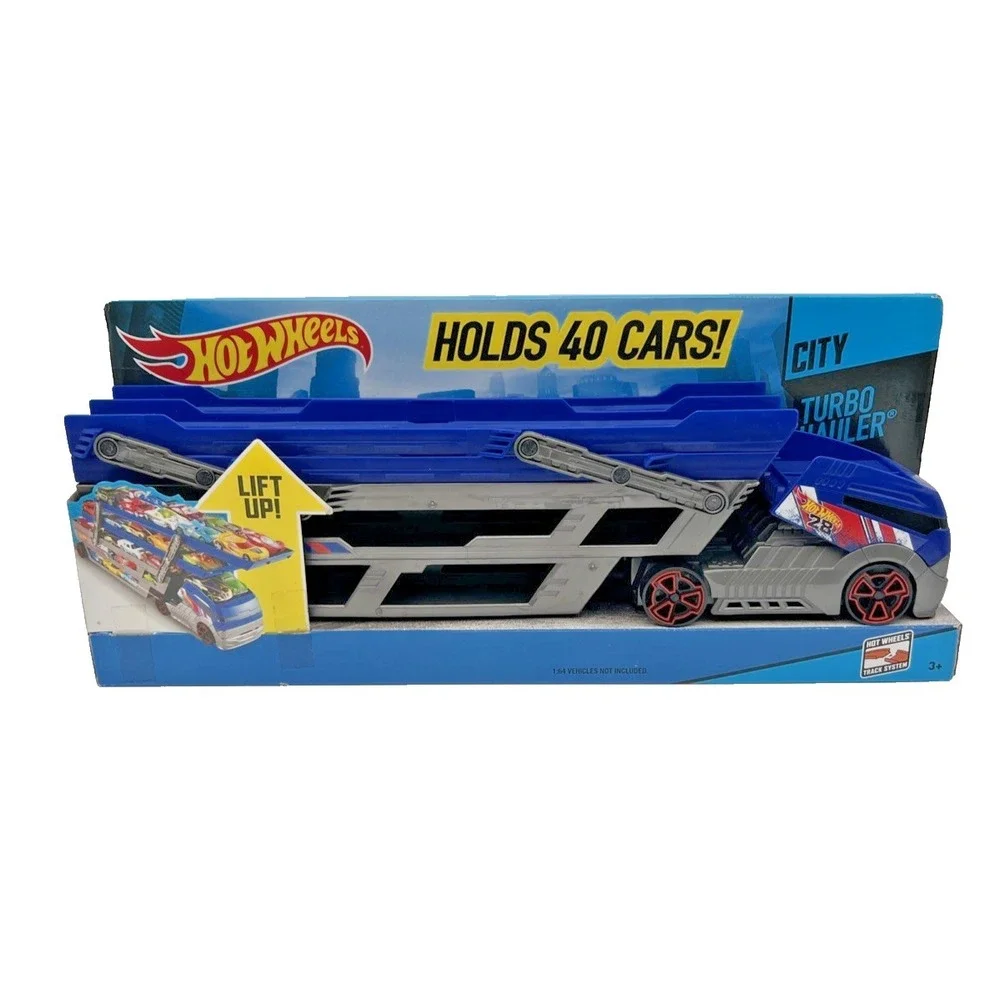 Hot Wheels City Turbo Hauler Truck Pull Up To Expand Holds Up To 40 Cars Ages 3+